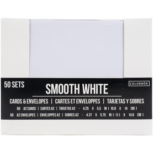 Colorbok - A2 Cards W/Envelopes (4.375"X5.75") 50/Pkg - Smooth White