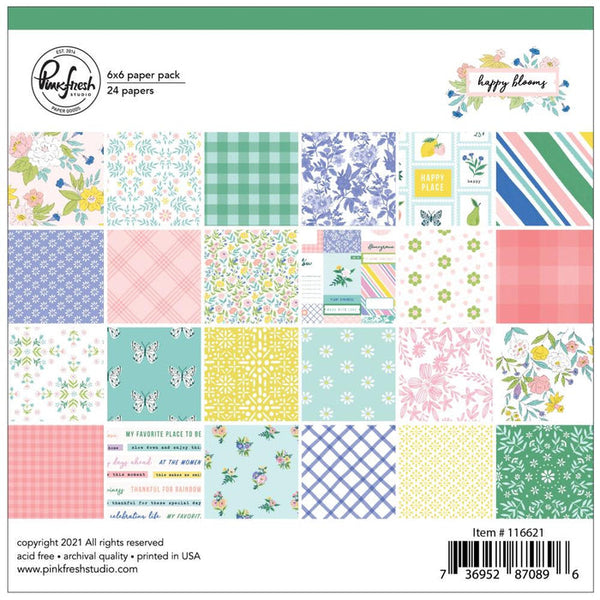 PinkFresh Studio - Happy Blooms - 6 x 6 Paper Pack