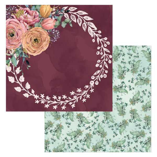 BoBunny - Willow & Sage - Double-Sided Cardstock 12"X12" - Wreath