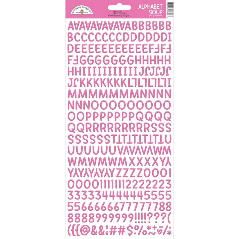 Doodlebug - Alphabet Soup Puffy Stickers 6"X13" - Bubblegum