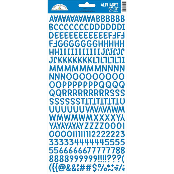 Doodlebug - Alphabet Soup Puffy Stickers 6"X13" - Blue Jean