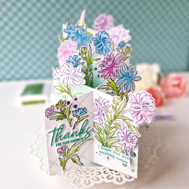 Pinkfresh Studio - Clear Stamp Set 4"X12" - Chrysanthemum