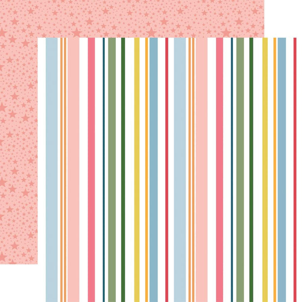 Echo Park Paper - Here Comes The Sun - Double-Sided Cardstock 12"X12" - Summer Day Stripe