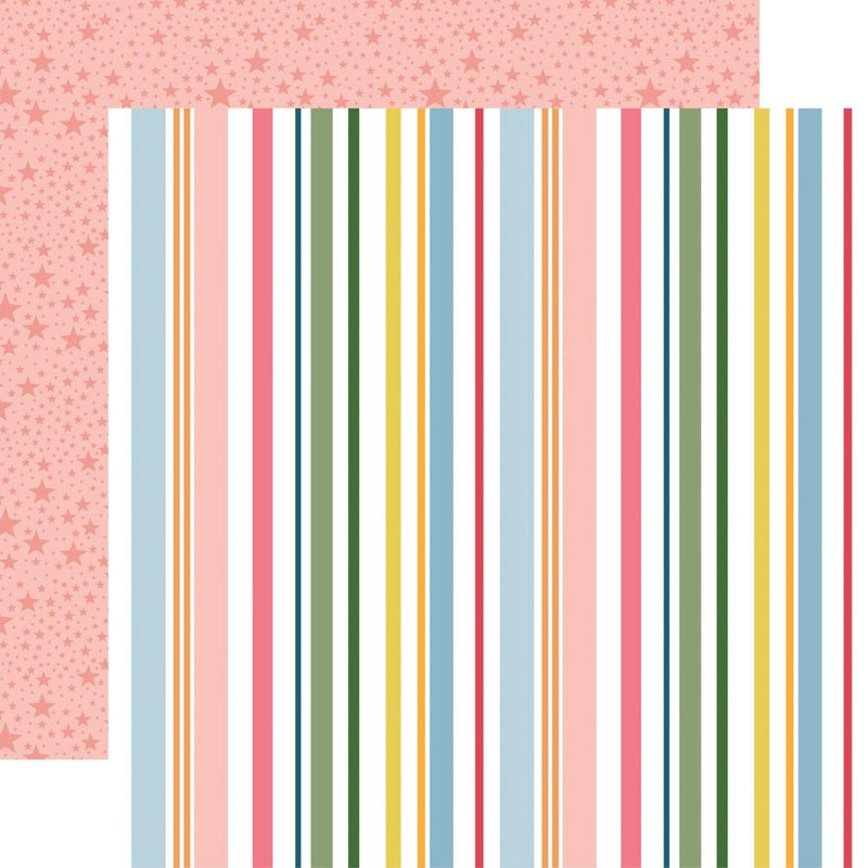 Echo Park Paper - Here Comes The Sun - Double-Sided Cardstock 12"X12" - Summer Day Stripe