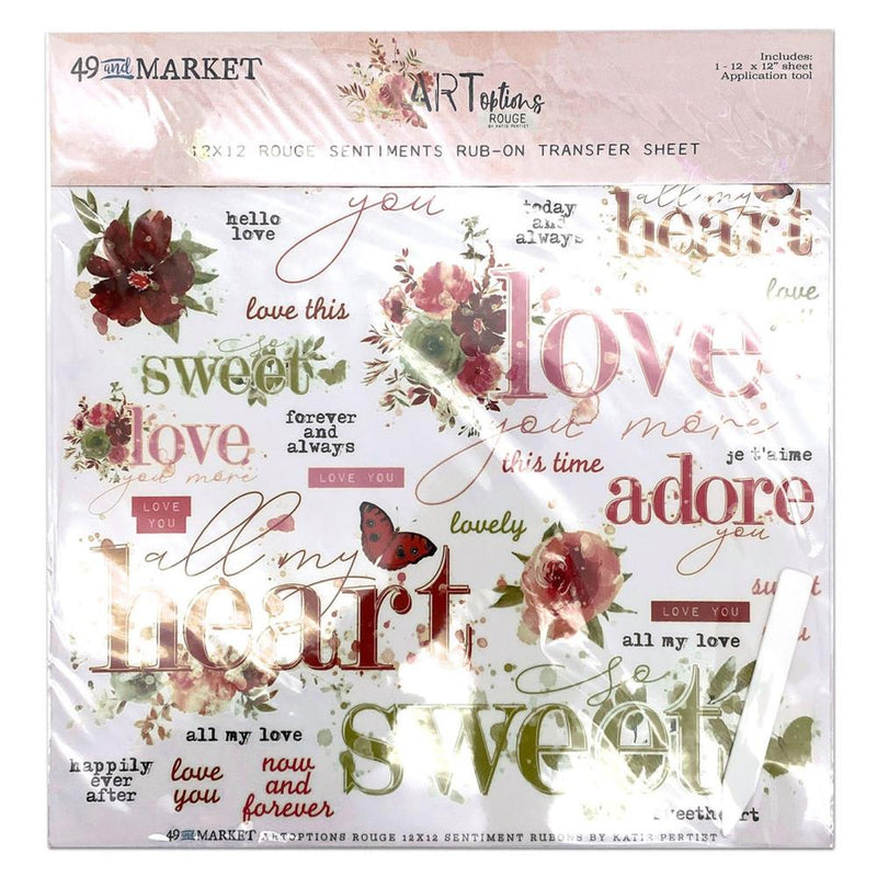 49 and Market - ARToptions Rouge - Rub-Ons 12"X12" 1/Sheet - Sentiments