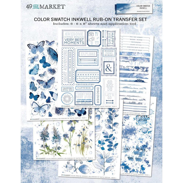 49 And Market - Color Swatch: Inkwell - Rub-Ons 6"X8" 6/Sheets