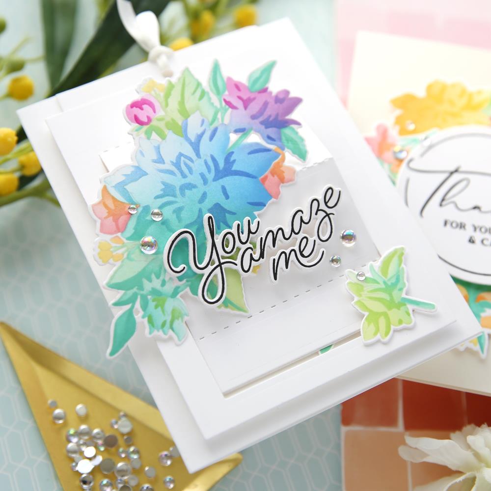Pinkfresh Studio - Stencils 4"X9" - Artistic Dahlia Layering