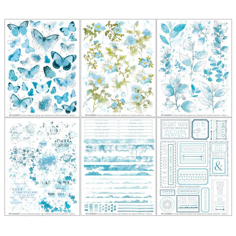 49 And Market - Color Swatch: Ocean - Rub-Ons 6"X8" 6/Sheets