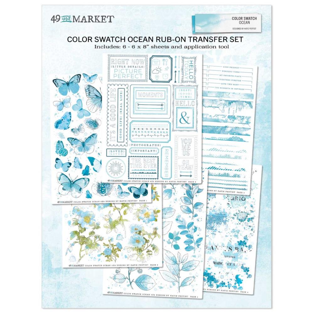 49 And Market - Color Swatch: Ocean - Rub-Ons 6"X8" 6/Sheets