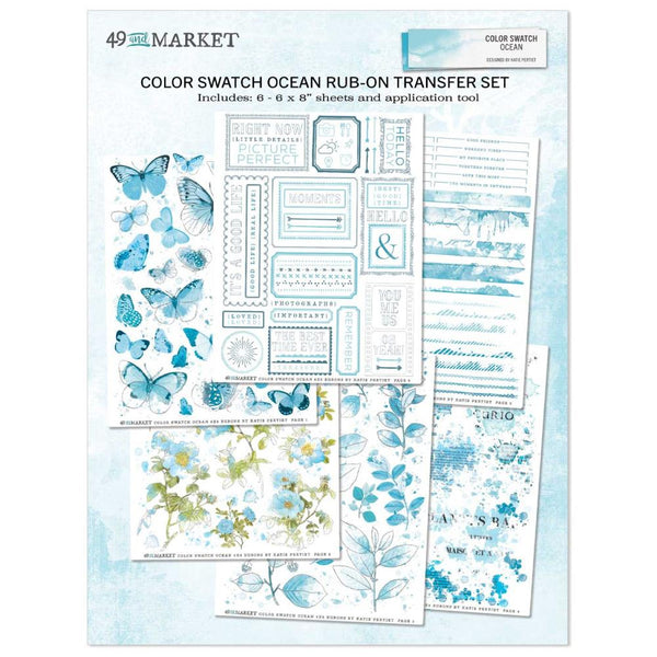 49 And Market - Color Swatch: Ocean - Rub-Ons 6"X8" 6/Sheets