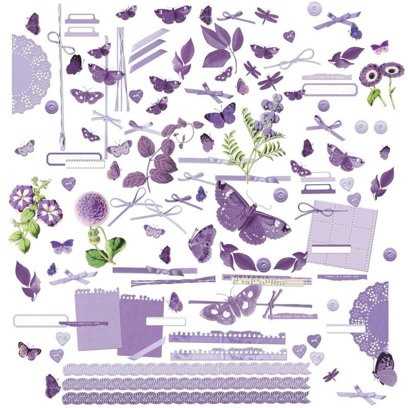 49 And Market - Color Swatch: Lavender - Laser Cut Outs - Elements