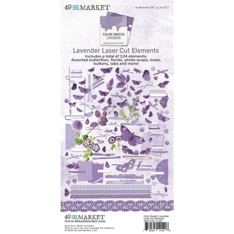 49 And Market - Color Swatch: Lavender - Laser Cut Outs - Elements