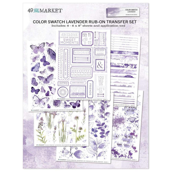 49 And Market - Color Swatch: Lavender - Rub-Ons 6"X8" 6/Sheets