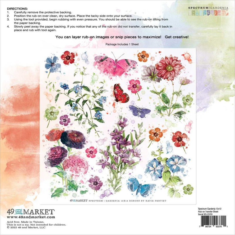 49 And Market - Spectrum Gardenia - Rub-Ons 12"X12" 1/Sheet