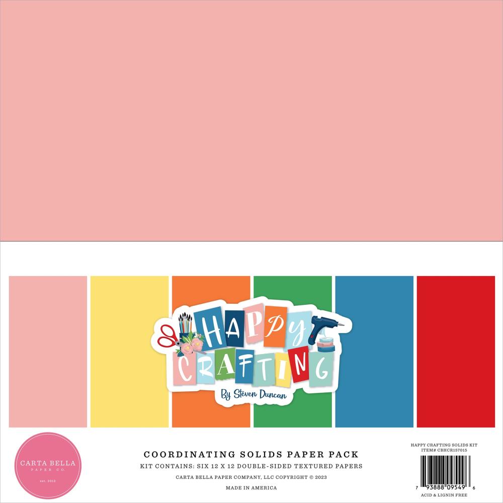 Carta Bella - Happy Crafting - Double-Sided Solid Cardstock 12"X12" 6/Pkg