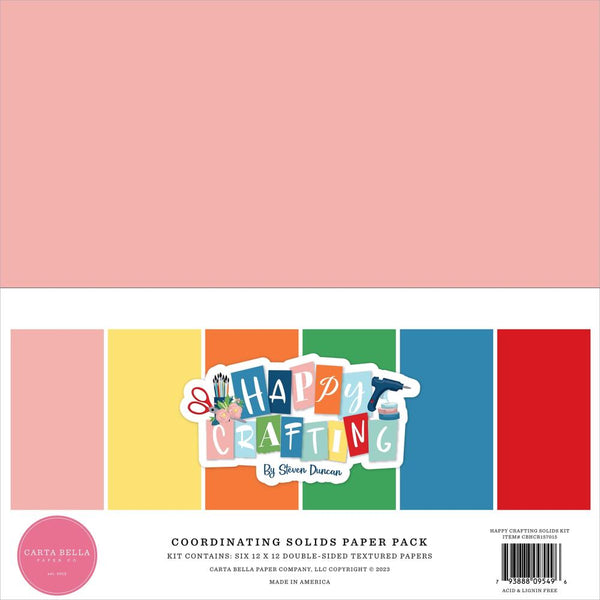 Carta Bella - Happy Crafting - Double-Sided Solid Cardstock 12"X12" 6/Pkg