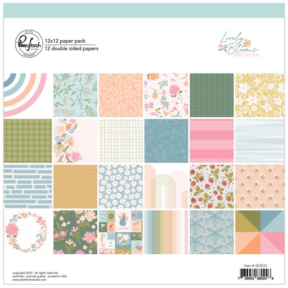 Pinkfresh Studio - Lovely Blooms - Double-Sided Paper Pack 12"X12"