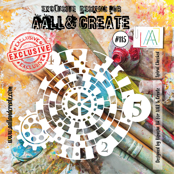 AALL & CREATE - 6"X6" STENCIL - SPIRAL CHECKED #115