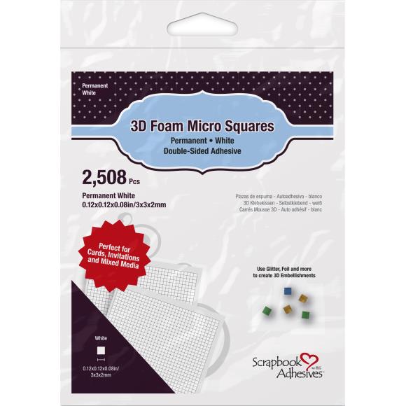 Scrapbook Adhesives - 3D Foam Micro Squares - White - .12"X.12"