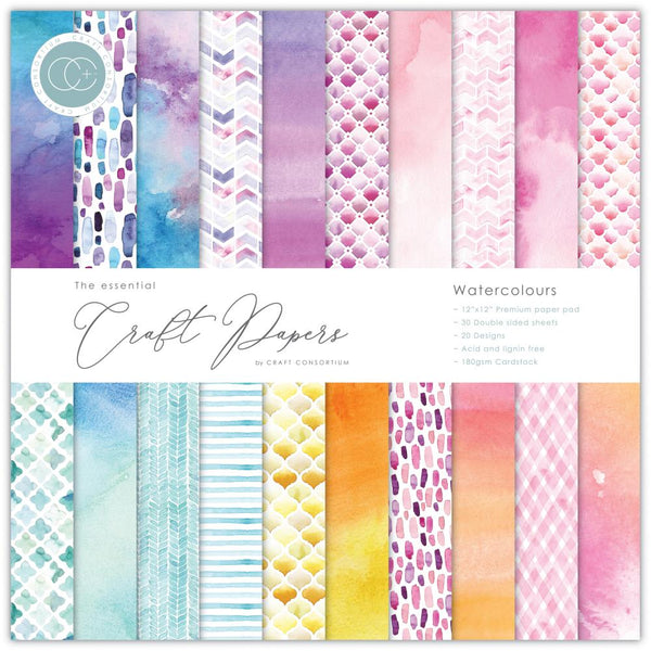 Craft Consortium - Double-Sided Paper Pad 12"X12" - Watercolors