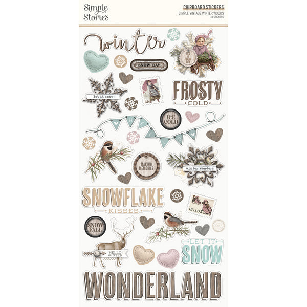 Simple Stories - Simple Vintage Winter Woods - 6 x 12 Chipboard Stickers