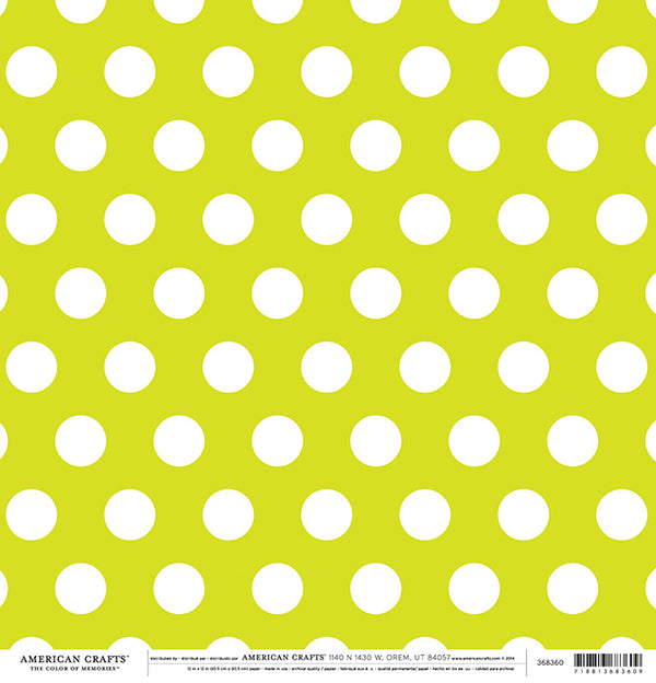 12X12 PATTERNED PAPER Lime Jumbo Dots