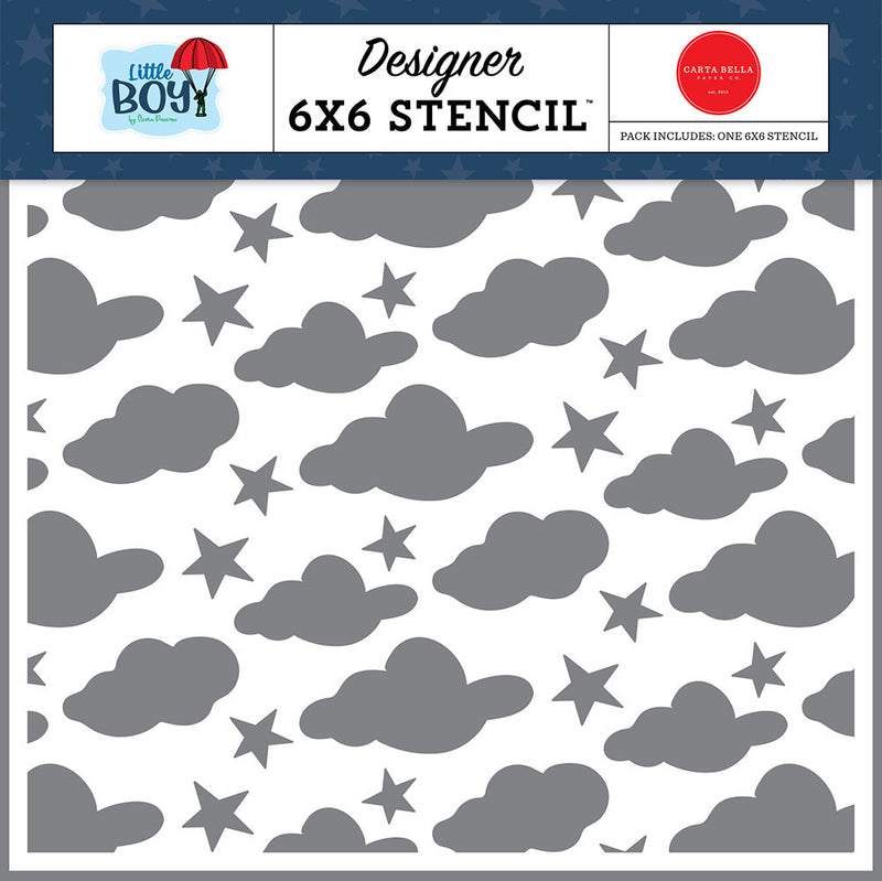 Carta Bella Paper - Little Boy - 6 x 6 Stencils - Cool Clouds and Stars