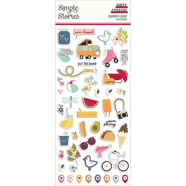 Simple Stories - Summer Lovin - Puffy Stickers 48/Pkg