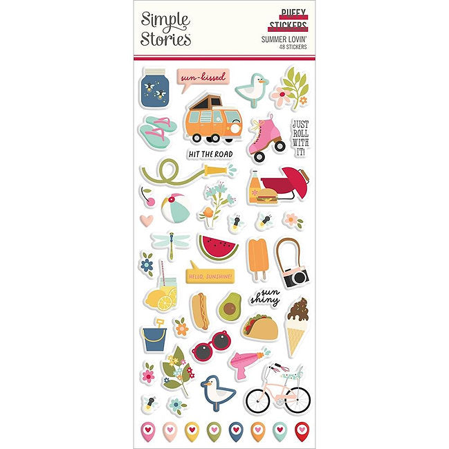 Simple Stories - Summer Lovin - Puffy Stickers 48/Pkg