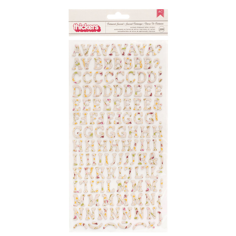 BO BUNNY - BOTANICAL JOURNAL - ALPHABET - PRINTED CHIPBOARD (266 PIECE)