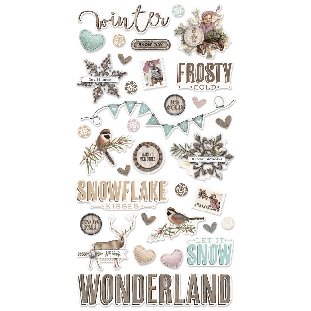 Simple Stories - Simple Vintage Winter Woods - 6 x 12 Chipboard Stickers