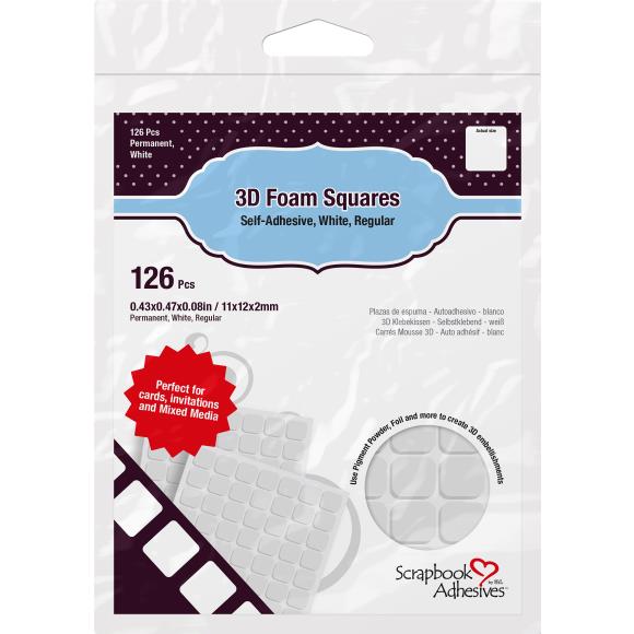 Scrapbook Adhesives - 3D Self-Adhesive Foam Squares - White - .5"X.5"