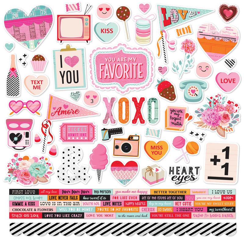 Simple Stories - Heart Eyes - 12 x 12 Cardstock Stickers