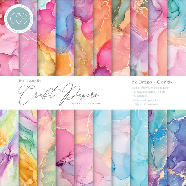 Craft Consortium - Double-Sided Paper Pad 6"X6" - Ink Drops - Candy