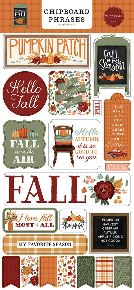 Carta Bella Paper - Welcome Fall - Chipboard Embellishments - Phrases