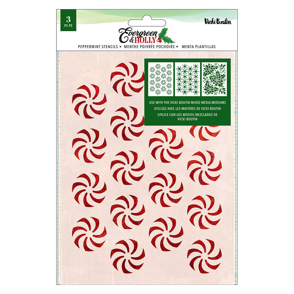 Vicki Boutin - Evergreen and Holly - Stencils - Peppermint