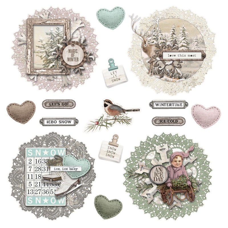 Simple Stories - Simple Vintage Winter Woods - Chipboard Clusters