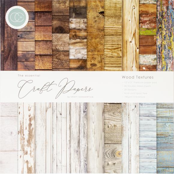 Craft Consortium - Double-Sided Paper Pad 12"X12" - Wood Textures