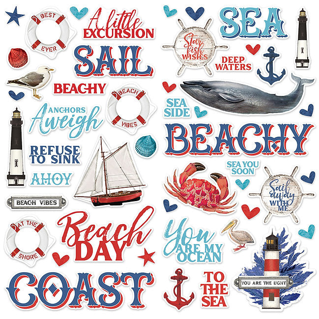 Simple Stories - Simple Vintage Vintage Seas - Foam Stickers