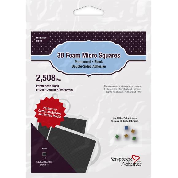 Scrapbook Adhesives - 3D Foam Micro Squares - Black - .12"X.12"