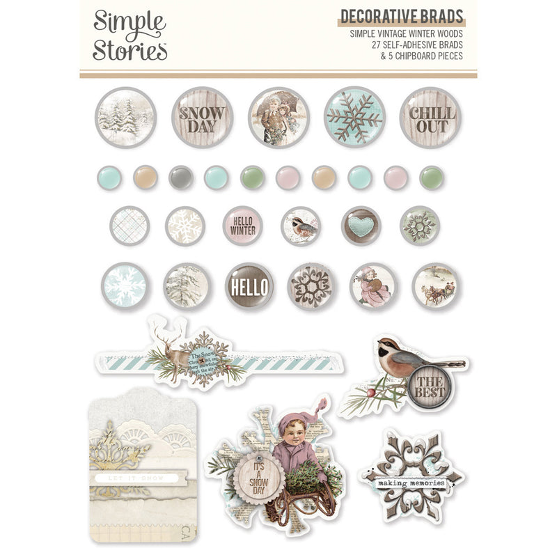 Simple Stories - Simple Vintage Winter Woods - Decorative Brads