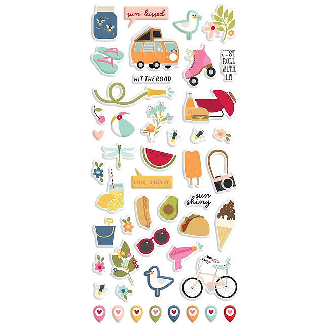 Simple Stories - Summer Lovin - Puffy Stickers 48/Pkg