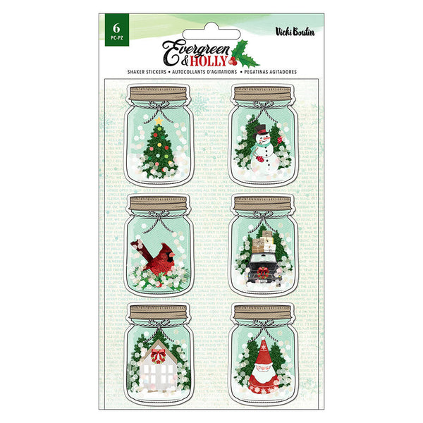 Vicki Boutin - Evergreen and Holly - Stickers - Mason Jar Shakers