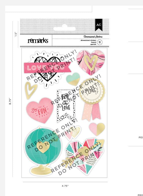 HL DIMENSIONAL STICKERS - LOVE - 4.75 X 8.75 - 11PC