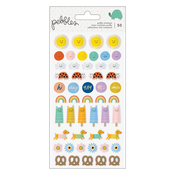 Pebbles - Kid at Heart - PUFFY STICKERS - IRIDESCENT FOIL (50 PIECE)
