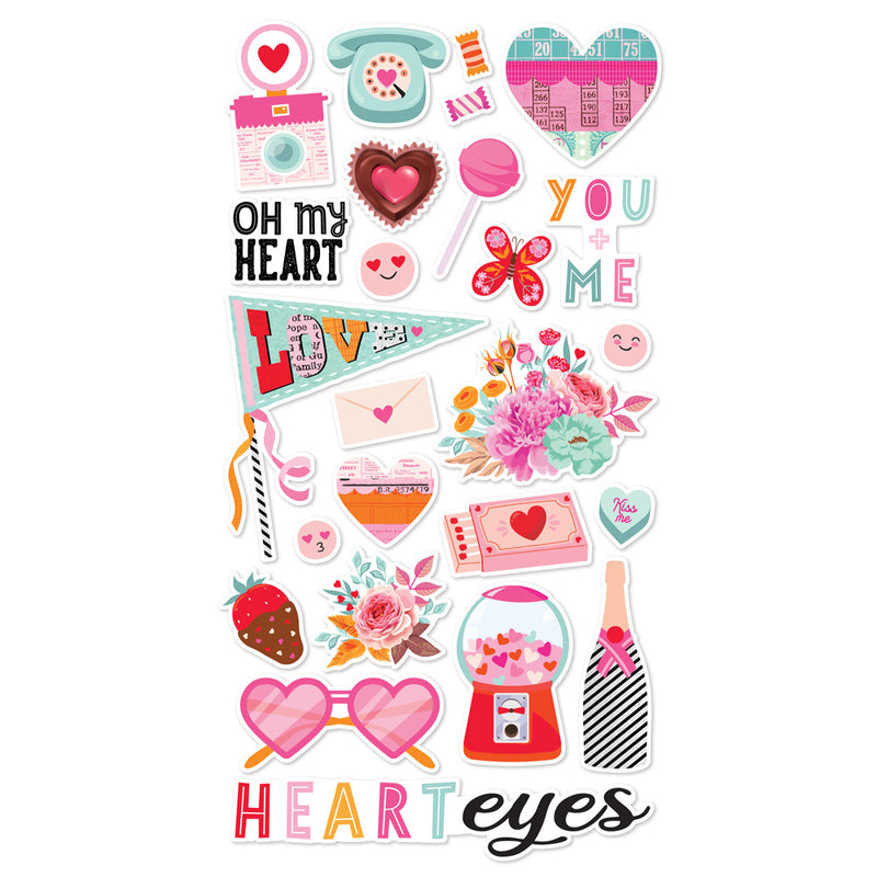 Simple Stories - Heart Eyes - 6 x 12 Chipboard Stickers