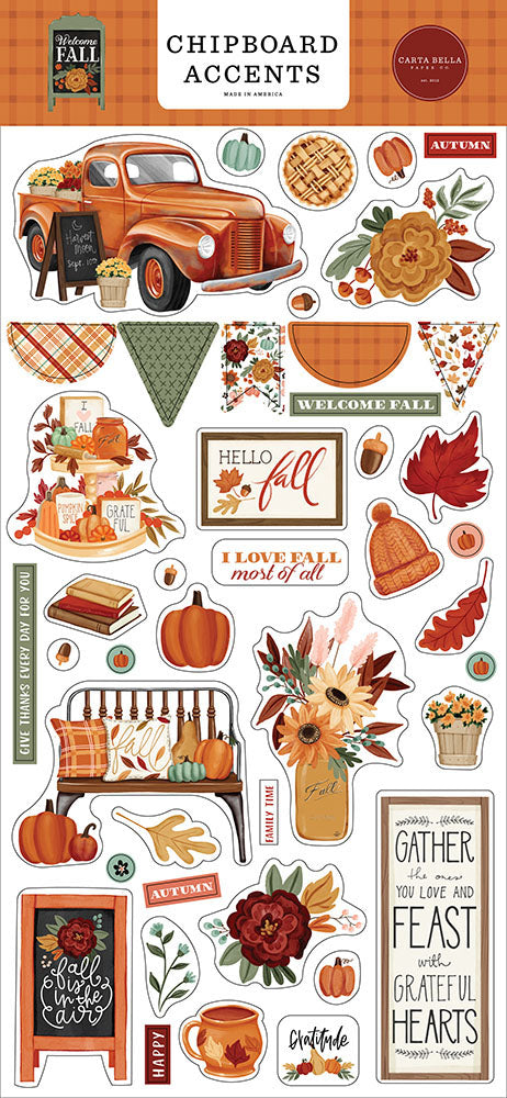 Carta Bella Paper - Welcome Fall - Chipboard Embellishments - Accents