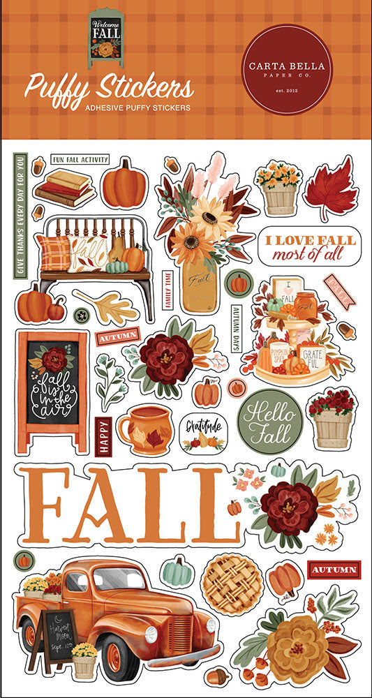 Carta Bella Paper - Welcome Fall - Puffy Stickers