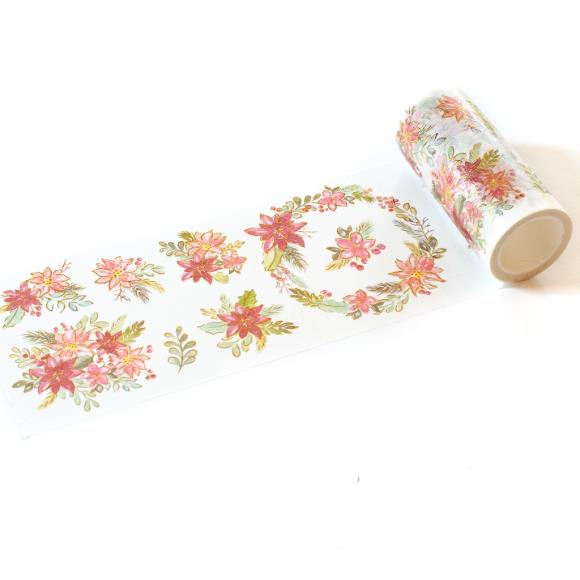 PinkFresh Studio - Washi Tape 4"X11yd - Poinsettia W/Foiled Accents