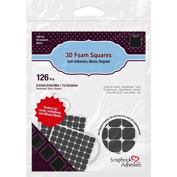 Scrapbook Adhesives - 3D Self-Adhesive Foam Squares - Black - .5"X.5"